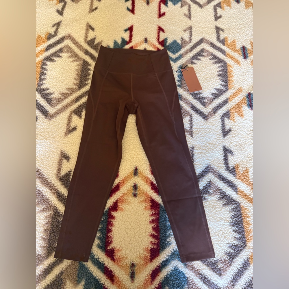 NWT Girlfriend Collective High Rise Brown Compressive Legging Crop Small - Picture 2 of 7